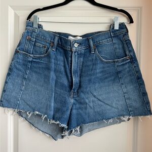Abercrombie & Fitch Blue Jean Shorts High-Waisted Distressed